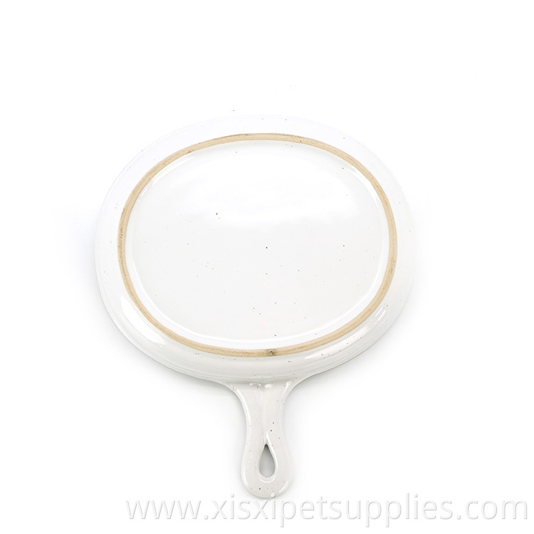 Wholesale New Type Ceramic Pet Dog Plates Bowl with Handle